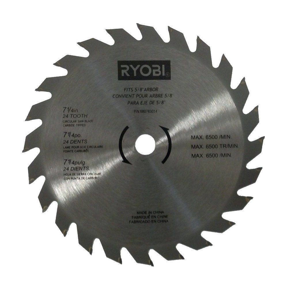 Ryobi 18v 71/4" 24 tooth carbide tipped circular saw blade CSB122