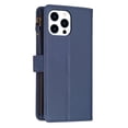 thumbnail image 2 of SaniMore for iPhone 14 Pro 6.1" 2022 Business Case, Full Body Protective PU Leather with Zipper Purse + Card Holder Flip Kickstand Lanyard [Shockproof TPU Shell] Vintage for Men Women, Blue, 2 of 9