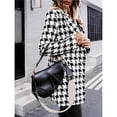 thumbnail image 4 of Chaqueta Informal de Lana con Solapa y Larga para Mujer, con Estampado y Doble Botonadura, A Cuadros Pata de Gallo S, 4 of 10