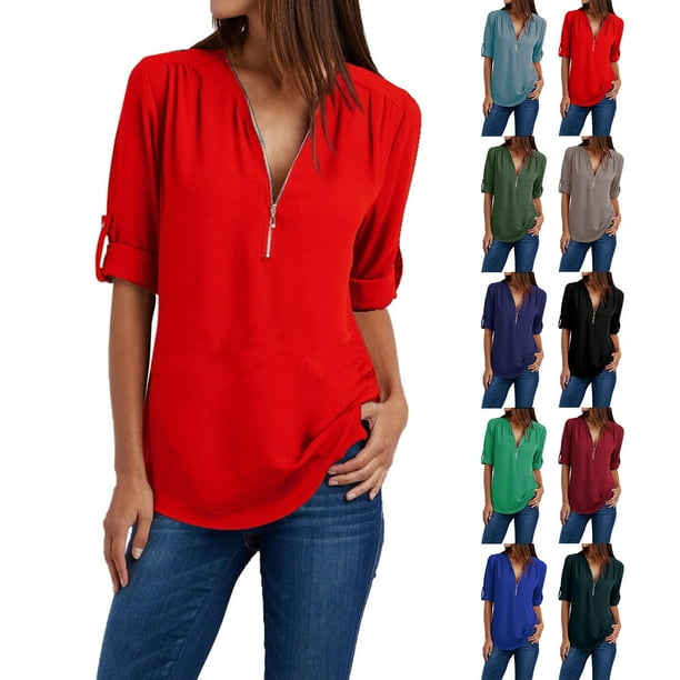 MSJUHEG Hauts pour Femmes Hauts de Sortie pour Femmes Bouton