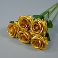 thumbnail image 4 of Rosas Negras Simulación ANGGREK Flores De Rosas Doradas 50 cm Para Decoraciones Del Hogar, 4 of 8
