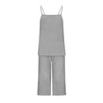 thumbnail image 3 of Cagogo Women V Neck Sleeveless Tank Top Wide Leg Pants Two Piece Set Casual Summer Outfits Loose Fit Tops Comfy Pants Matching Lounge Sets Tracksuits Travel Airport Clothes, Gray S, 3 of 8
