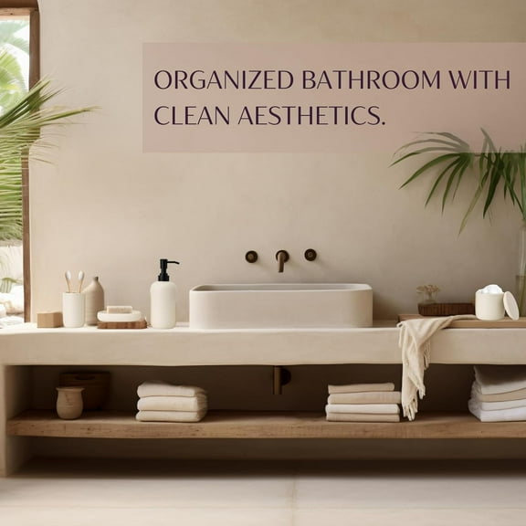 Ceramic Bathroom Accessories Set 4 Pcs - Modern Scandinavian Neutral Soap Dish & Dispenser Toothbrush Holder Cup - Minimalist Countertop Accessory Set -  Light Beige  Bathroom Decor