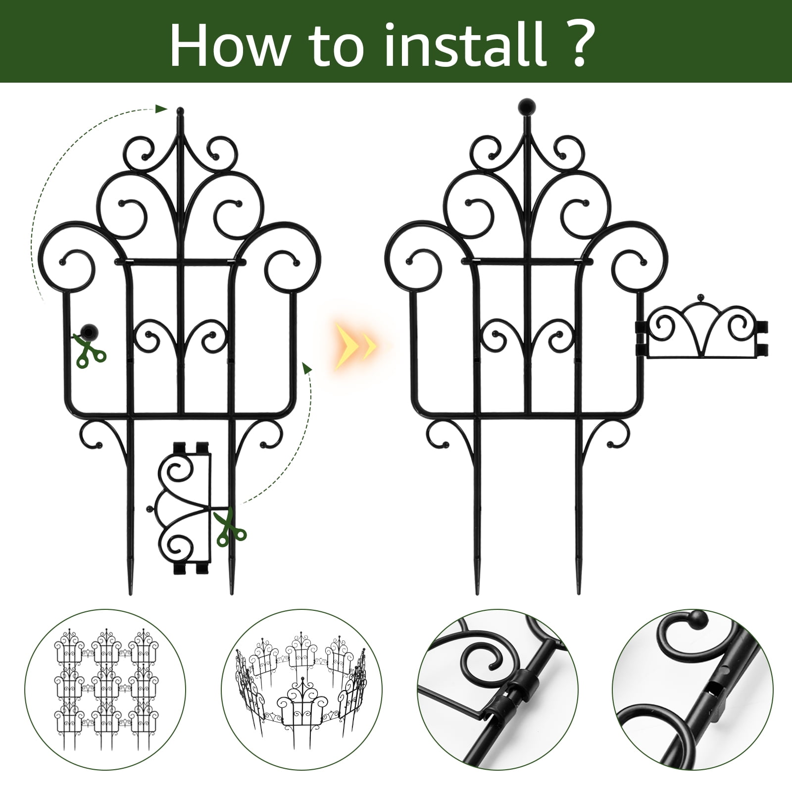 Threns 10Pcs Decorative Garden Fence Plastic Folding Lawn Border Outdoor Animal Barrier Fence Landscape Fencing for Yard Patio Flower Bed