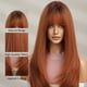 thumbnail image 3 of Peluca Larga con Flequillo para Mujer Peluca Recta Naranja Pelucas de Fibra Química Sintéticas Resistentes Al en para Fiesta Diaria, 3 of 9