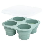 FEOYA Baby Food Storage Container Silicone ice lattice mold infant Food Freezer Tray with Lid 4 Compartments for Homemade Baby Food Vegetable Fruit Purees Breast Milk