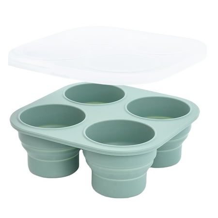 FEOYA Baby Food Storage Container Silicone ice lattice mold infant Food Freezer Tray with Lid 4 Compartments for Homemade Baby Food Vegetable Fruit Purees Breast Milk