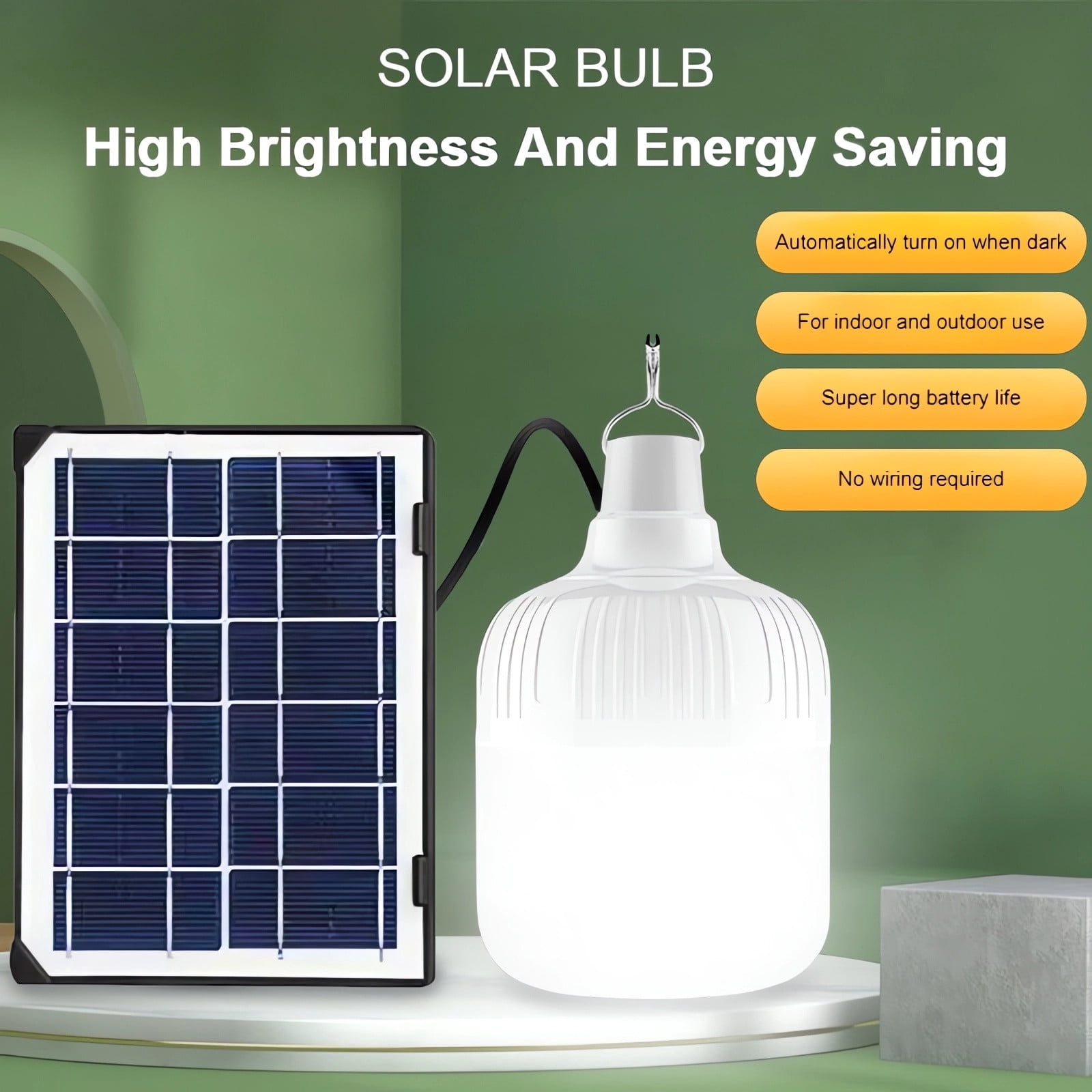 Holloyiver Solar Light Bulb, Outdoor Rechargeable Solar Powered Light Led Bulb with Remote Timer, Waterproof Adjustable Light for Chicken Coops Shed Night, Emergency Power Outage and Outside