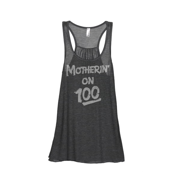 Motherin' On 100 Women's Fashion Sleeveless Flowy Racerback Tank Top Charcoal Grey Small