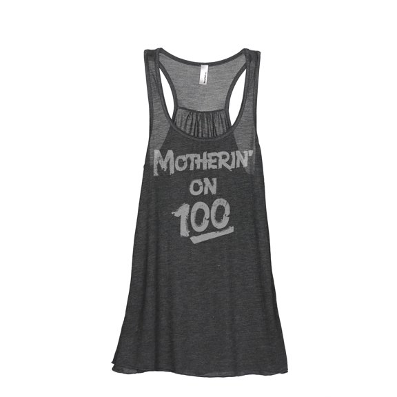 Motherin' On 100 Women's Fashion Sleeveless Flowy Racerback Tank Top Charcoal Grey Small