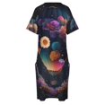 thumbnail image 4 of Vestido de fiesta de lujo elegante para mujer globo aerostático colorido hecho de flores en el cielo nocturno colorido 3 bolsillos sueltos ropa de Graduación, 4 of 6