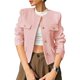 thumbnail image 1 of Chaqueta Blazer Corta para Mujer, Sin Cuello, con Botones, Estilo Casual de Negocios, Ideal para Otoño e Invierno. Rosa XS, 1 of 9