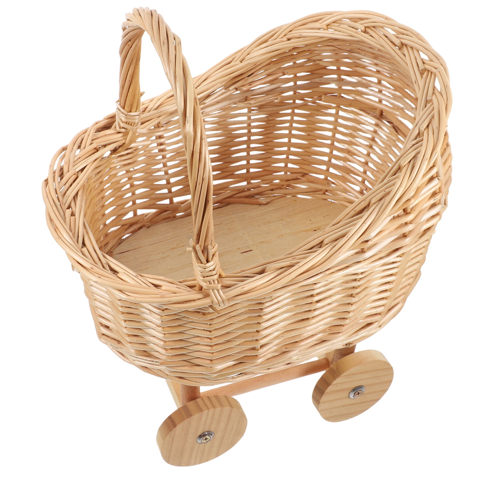 Stroller Flower Basket Baby Rolling Cart Woven Yellow
