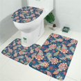 thumbnail image 2 of Blue Paisley and Floral Pattern Bathroom Rugs Sets 3 Piece,Toilet Cover Set,Absorbent Non Slip Bathroom Mats Sets with U-Shaped Contour Rug Toilet Rug Set, 2 of 5