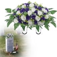 thumbnail image 2 of XYKA Simulate Rose Headstone Flower Saddle, Beautiful Saddle Artificial Flowers with 36 Roses and Green Leaves, Cemetery Memorial Flowers for Outdoor Tombstone Headstone Decorations, 2 of 9