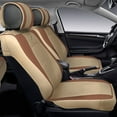 thumbnail image 6 of FH Group Car SUV Truck Leatherette Seat Cushion Covers 5 Seat Full Set Seats Beige with Beige Dash Mat, 6 of 9