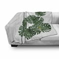 thumbnail image 2 of Philodendron Soft Flannel Fleece Blanket, Realistic Monstera Deliciosa Dark Green Leaves on Plain Background, Cozy Plush for Indoor and Outdoor Use, 50" x 70", Laurel Green Emerald, by Ambesonne, 2 of 5