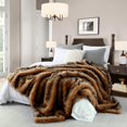 thumbnail image 1 of Luxury Plush Faux Fur Throw Blanket, Long Pile Brown with Black Tipped Blanket, Super Warm, Fuzzy, Elegant, Fluffy Decoration Blanket Scarf for Sofa, Armchair, Couch and Bed, 50''x 60'', 1 of 6