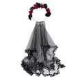 thumbnail image 1 of de Halloween, diadema de flores con velo, accesorio de vestido elegante, corona de flores de encaje, velo del Día de para perfecl velo de novia de halloween, 1 of 7