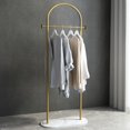 thumbnail image 1 of BUZUEY Gold Clothing Rack, Small Clothes Rack with Marble Base, Heavy-duty Coat Racks Freestanding for Boutiques,Modern garment racks for hanging clothes,Can Hang Jacket Garment, Hat, Scarf 20.5" W, 1 of 8