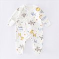 thumbnail image 2 of KPOPLK Baby Pajamas with Mitten Cuffs Tie Front 3 6 9 12 18 Months Infant Newborn Cotton Long Sleeve Footie Pjs Outfit Size 3-6 Months, 2 of 4