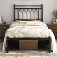 Renwick Modern Metal Platform Bed with Petal Accented Headboard, Twin