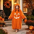 thumbnail image 5 of Krdevn Kids Pumpkin Face Onesie Pajamas, Thick Hooded Halloween Loungewear for Boys Girls Autumn Winter,9-11 Years, 5 of 6
