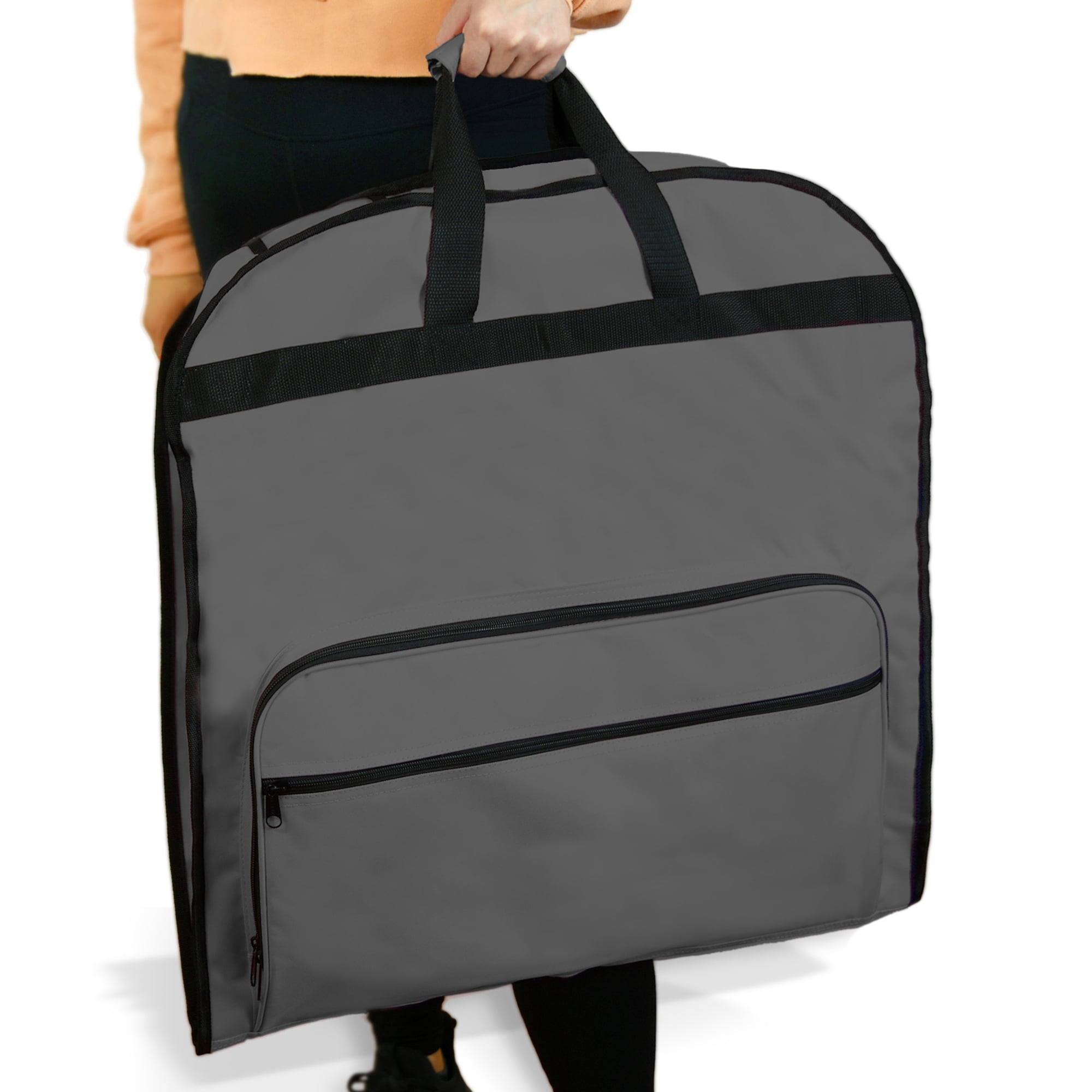 DALIX 60" Professional Garment Bag Cover for Suits Pants and Gowns Dresses (Foldable) Gray