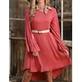 thumbnail image 2 of Doublju Womens Ruffle Detail Long Sleeve Dress With Side Pocket, 2 of 2