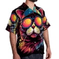 thumbnail image 2 of Retro Cat Men's Short Sleeve Shirts, Casual, Printed, Button Down, Beach Shirt - Spread Collar Tops for Summer Beach Fun, 2 of 6