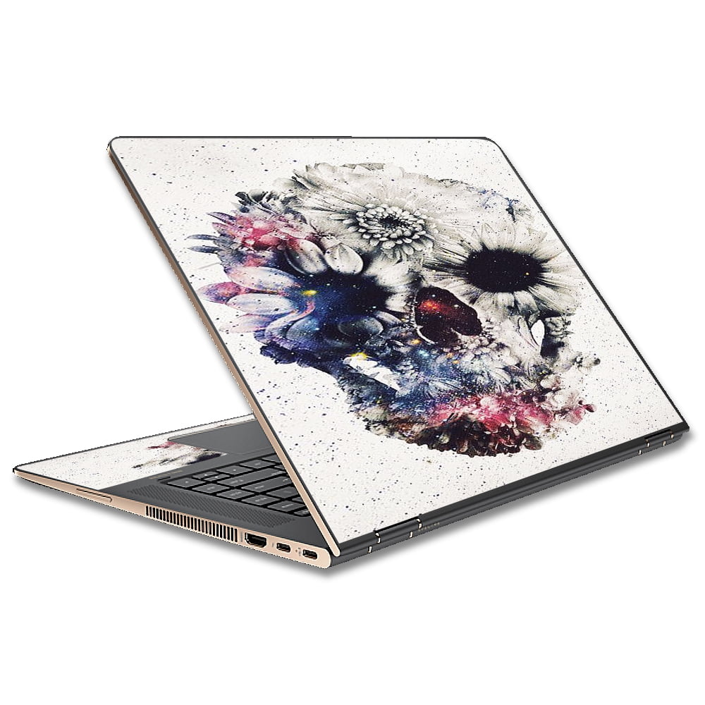 Skins Decals For Hp Spectre X360 15T Laptop Vinyl Wrap / Flower Skull ...