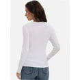 thumbnail image 2 of Womens Pullover Long Sleeve Crewneck Shirts Ribbed Knit Slim Fitted Casual Jumper Tops, 2 of 6