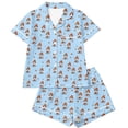 thumbnail image 6 of Cute Halloween Pjs Set for Women Lovely Ghost Pumpkin Printed Collar Short Sleeve Shirt With Elastic Shorts Smooth Milk Silk 2 Piece Set Halloween Party Loungewear Gift, 6 of 6