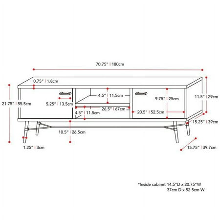 CorLiving - Aurora TV Bench with Splayed Legs, For TVs up to 85" - Distressed Light Grey, White Duotone