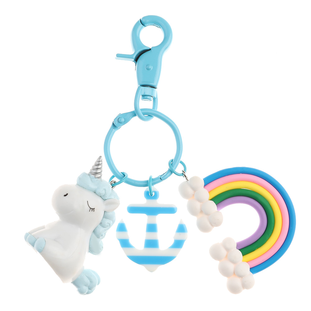 HEQU9117 Unicorn Keychain, funny unicorn Rainbow Key Chain Key Ring