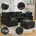 thumbnail image 4 of 85.4" Black Cloud Sectional Couch, Modern Modular U-Shaped Sofa with Movable Ottoman, L-Shaped Sofa Bed, 2 USB Ports and Phone Holder for Living Room, 4 of 16