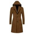 thumbnail image 5 of Wyobmus Women's Winter Wool Blend Coat with Hood Classic Single-Breasted Overcoat Casual Slim Outerwear Peacoat C-Brown, 5 of 9