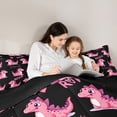thumbnail image 5 of Homewish Kawaii Dinosaur Full Size Comforter Sets 3-Piece for Kids Children,Dreamy Princess Bedding Comforter Set,Cartoon Pink Dino Lightweight Bedding Sets,Ultra Soft Home Decor,Reversible, 5 of 8