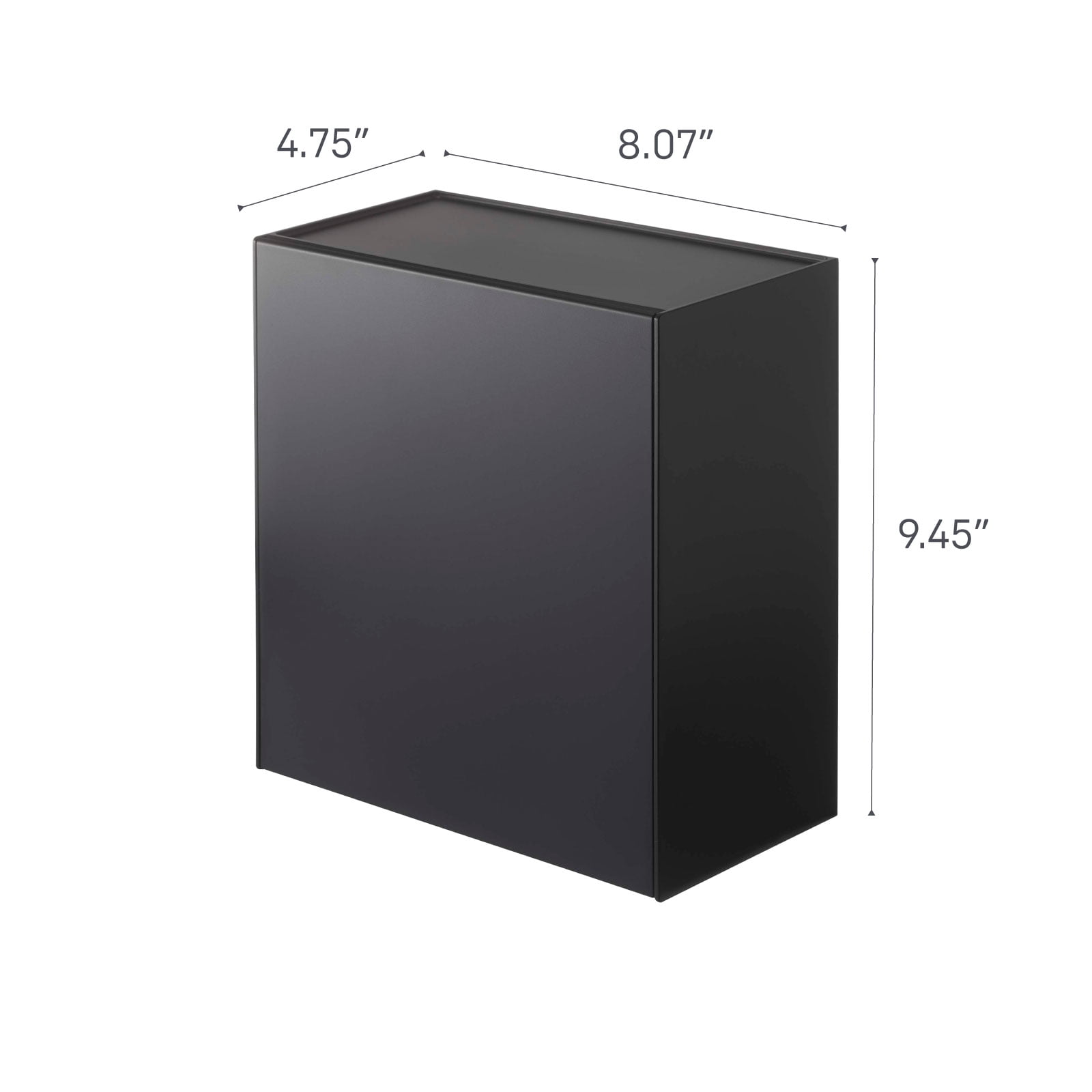 Yamazaki Home Wall-Mounted Storage or Trash Bin, Black, ABS Plastic, 4L, Supports 5.5 pounds, No Assembly