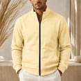 thumbnail image 3 of WIZUTIZ Men's Solid Color Zip Up Hoodless Sweatshirt Jacket Long Sleeve Warm Pocket Outerwear For Winter Daily, 3 of 6