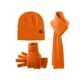 thumbnail image 3 of PMVFHDE Winter Knit Hat Gloves Scarf Three-Piece Set Solid Color Thickened Gloves Hat Warm Knit Accessories Set for Cold Weather Outdoor Activities RD1, 3 of 3