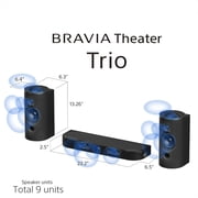 Sony HTA8 BRAVIA Theater Trio, Three-Unit System Bundle with Theatre Sub 7 Subwoofer, Deco Essentials CPS 26 Month Protection, 2x HDMI Cables, Deco Gear Complete Home Theater Beginner's Guidebook