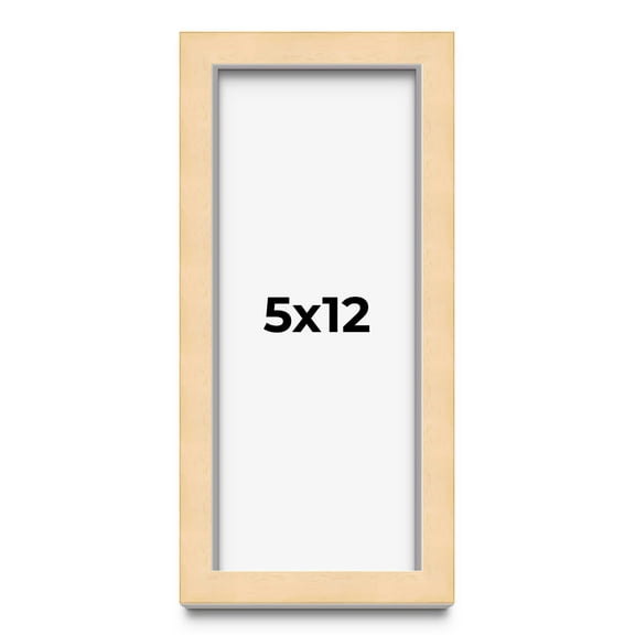 5x12 Frame Natural Wood Picture Frame | 0.75 Inch Moulding Width | with UV Acrylic Plexiglass, Foam