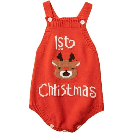 

QWZNDZGR Toddler Kids Girls Infant Sleeveless Cartoon Christmas Prints Sweater Romper Vest Bodysuit Clothes