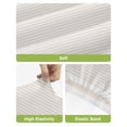 thumbnail image 4 of Farmhouse Beige White Striped Bar Stool Covers Set of 2, Modern Stripes Stretch Washable Bar Chair Covers with Backs, Removable Pub Counter Height Chair Cover for Kitchen Dining Room Cafe, 4 of 7