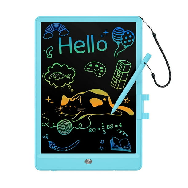 (Azul) Tableta de escritura LCD para niños Tableta de dibujo colorida para niños pequeños de 10 pulgadas Tablero de garabato reutilizable Tableta de dibujo electrónica Educación y aprendizaje Juguet