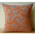 thumbnail image 4 of The HomeCentric Cushion Cover, Orange Zippered Throw Pillow Covers Pack of 2, 16x16 inch (40x40 cm), Silk Throw Pillow Covers, Nature & Floral, Ivy, Beaded, Cushion Cover&nbsp; - Orange Whirlwind, 4 of 4