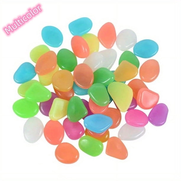 100pcs/bag, Glow-in-the-Dark Pebbles: Create A Magical Garden, Aquarium Decoration, Landscaping Or Wedding Decoration! (0.31*0.39inch)