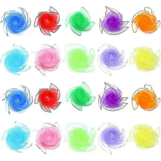 Colourful Chiffon Towels, Children's Play Towels, Nursery Juggling Cloths, Square Magic Cloths For Children's Show 60 X 60 Cm