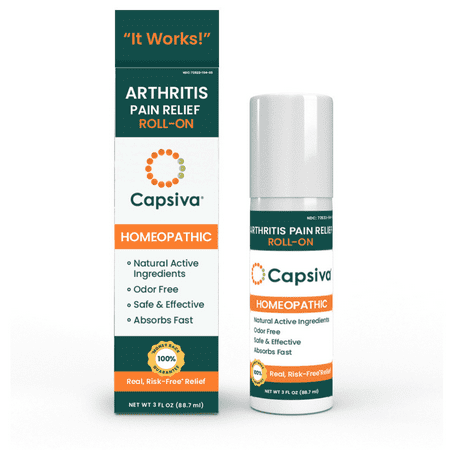 Capsiva Pain Relieving Gel, Absorbs Fast, Odor-Free, Safe for Prescription, No Known Side Effects (Gel Roll-On, 3 oz)